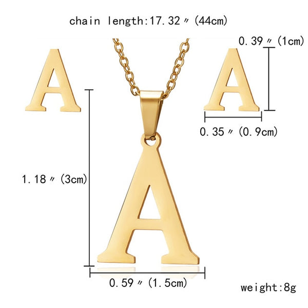 Ensemble de bijoux en acier inoxydable 26 lettres collier initial pour femmes Alphabet pendentifs colliers boucle d'oreille