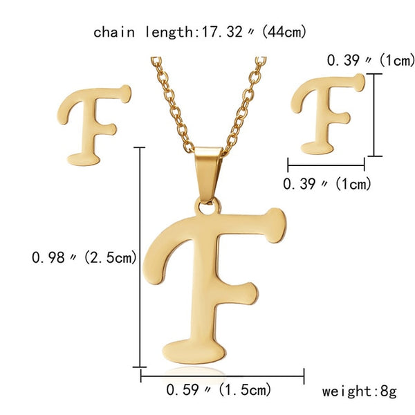 Ensemble de bijoux en acier inoxydable 26 lettres collier initial pour femmes Alphabet pendentifs colliers boucle d'oreille