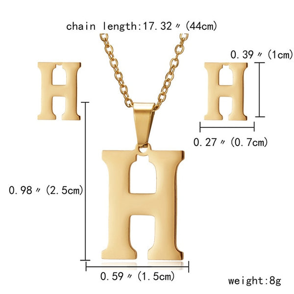 Ensemble de bijoux en acier inoxydable 26 lettres collier initial pour femmes Alphabet pendentifs colliers boucle d'oreille