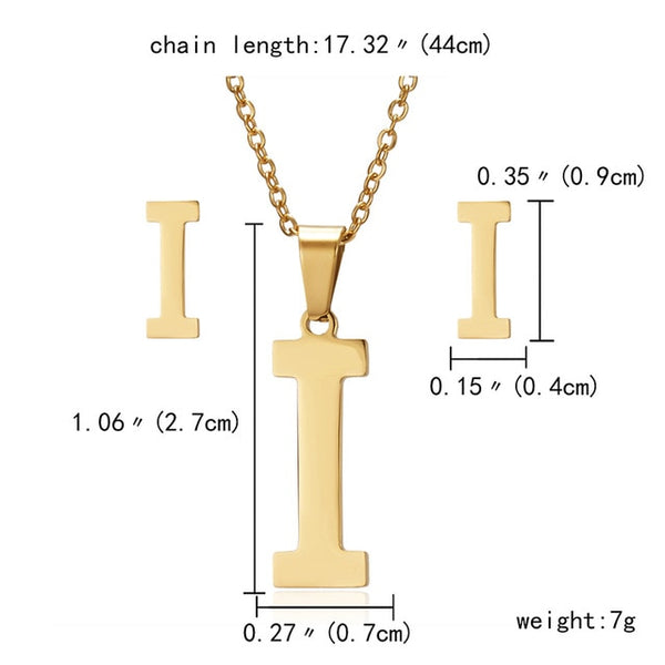 Ensemble de bijoux en acier inoxydable 26 lettres collier initial pour femmes Alphabet pendentifs colliers boucle d'oreille