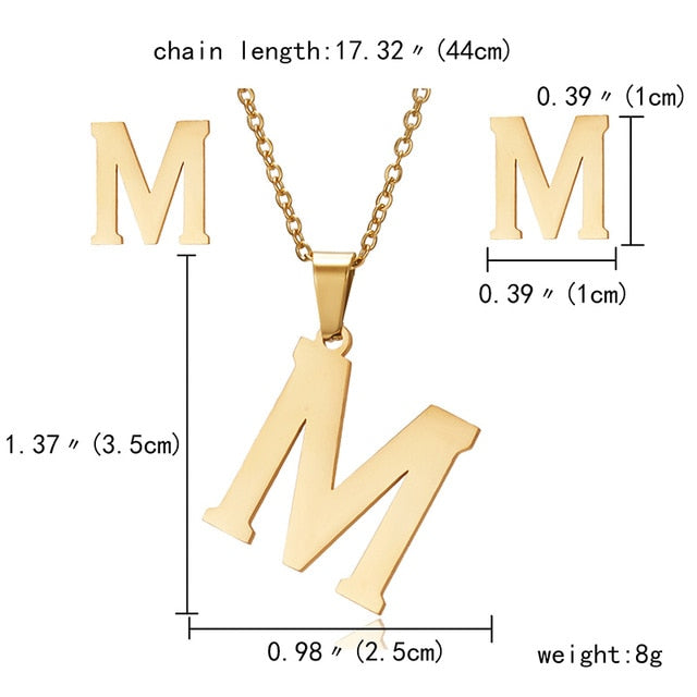 Ensemble de bijoux en acier inoxydable 26 lettres collier initial pour femmes Alphabet pendentifs colliers boucle d'oreille