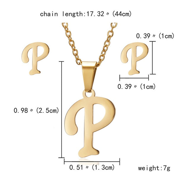 Ensemble de bijoux en acier inoxydable 26 lettres collier initial pour femmes Alphabet pendentifs colliers boucle d'oreille