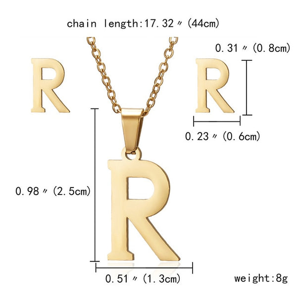 Ensemble de bijoux en acier inoxydable 26 lettres collier initial pour femmes Alphabet pendentifs colliers boucle d'oreille