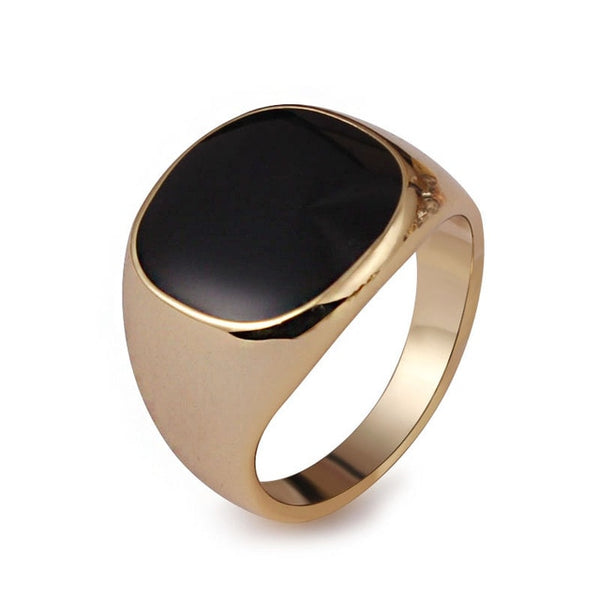 taille 7-12 classique or-couleur strass hommes bague noir