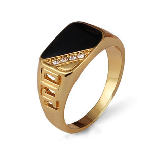 taille 7-12 classique or-couleur strass hommes bague noir