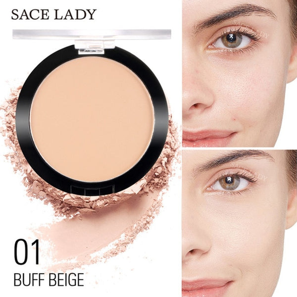 SACE LADY Matte Natural Foundation Powder Makeup Pressed Translucent Make Up Long Lasting Oil-control Compact Cosmetic TXTB1