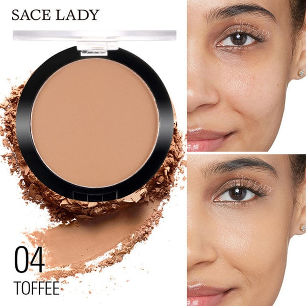 SACE LADY Matte Natural Foundation Powder Makeup Pressed Translucent Make Up Long Lasting Oil-control Compact Cosmetic TXTB1