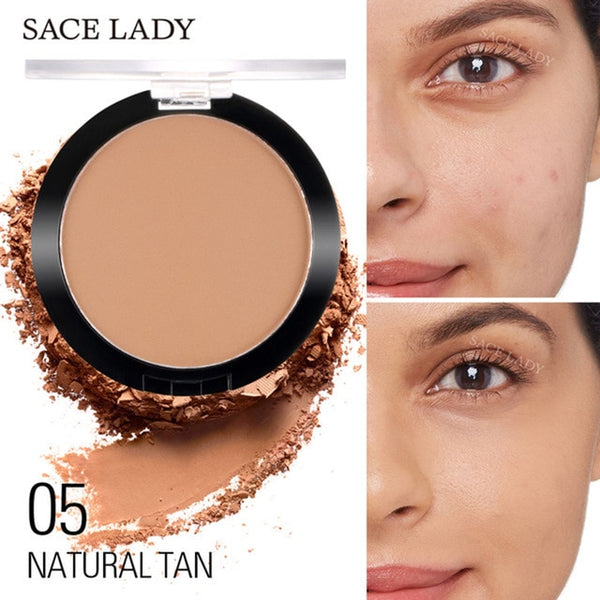 SACE LADY Matte Natural Foundation Powder Makeup Pressed Translucent Make Up Long Lasting Oil-control Compact Cosmetic TXTB1