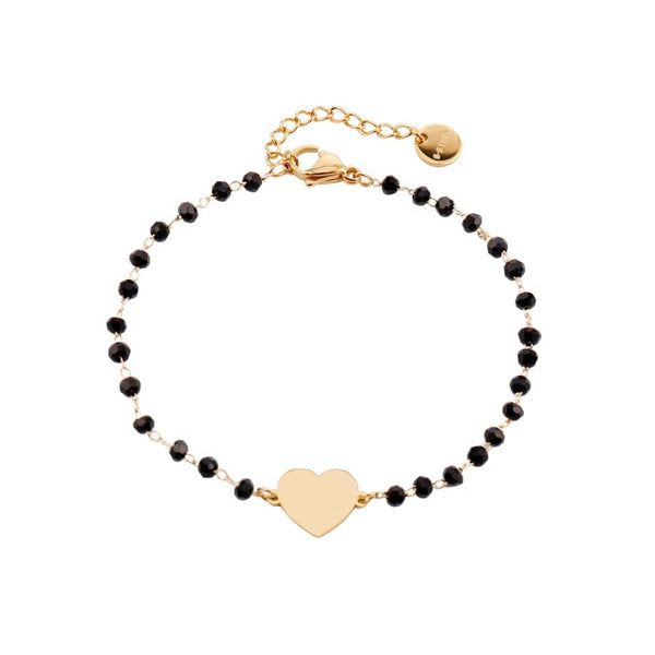 Stainless Steel Black Crystal Beads Chain Bracelet Rose Gold Heart Star Four Clover Charms Bracelet For Women 2020 Steel Jewelry