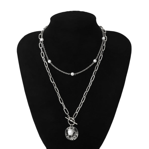 couches perle collier ras du cou collier déclaration vierge marie pièce cristal pendentif