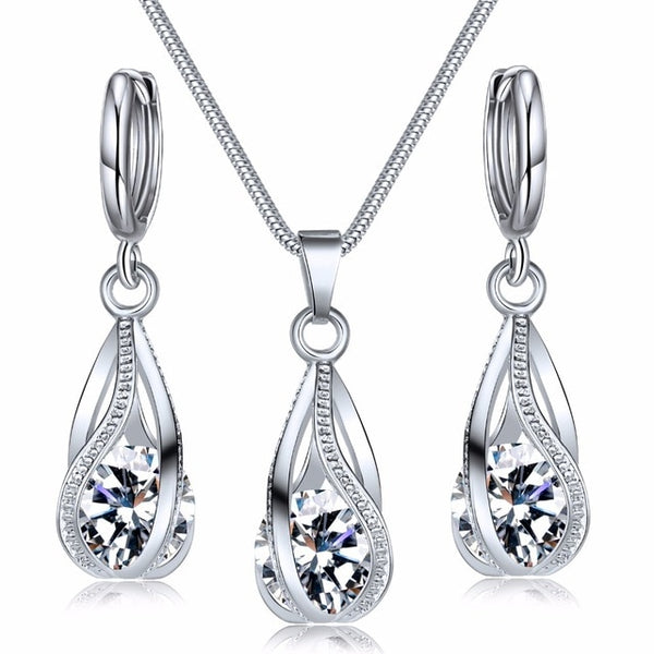 nouveau ensemble de bijoux en cristal de mode Zircon collier boucles d'oreilles ensemble décoration