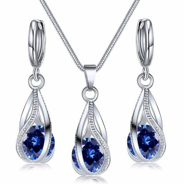 nouveau ensemble de bijoux en cristal de mode Zircon collier boucles d'oreilles ensemble décoration