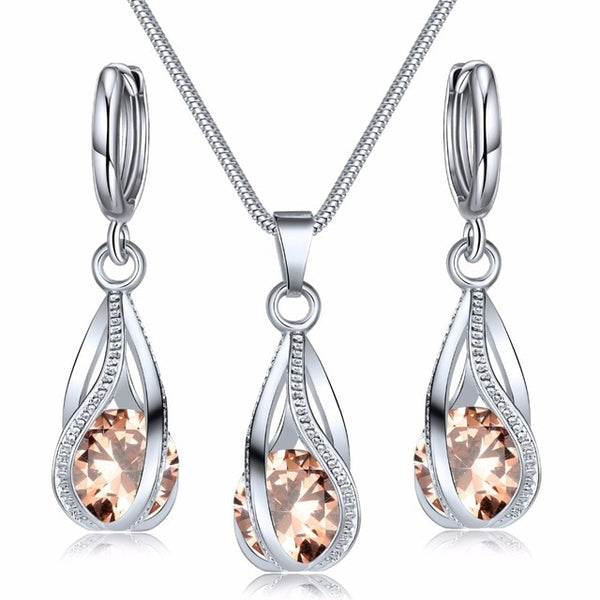 nouveau ensemble de bijoux en cristal de mode Zircon collier boucles d'oreilles ensemble décoration