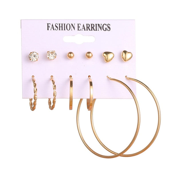 EN 12 paires fleur femmes boucles d'oreilles ensemble perle cristal boucles d'oreilles