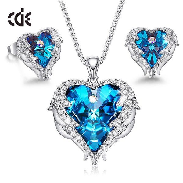 CDE femmes collier boucles d'oreilles ensemble de bijoux agrémenté de cristaux