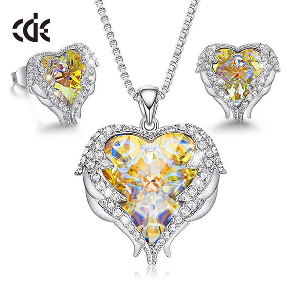 CDE femmes collier boucles d'oreilles ensemble de bijoux agrémenté de cristaux