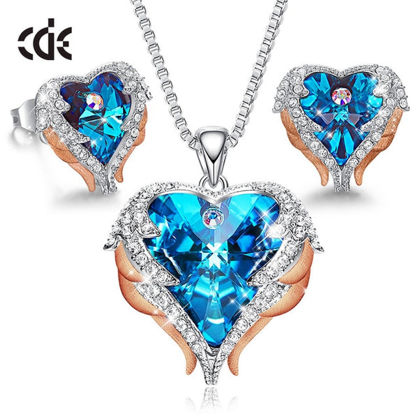 CDE femmes collier boucles d'oreilles ensemble de bijoux agrémenté de cristaux