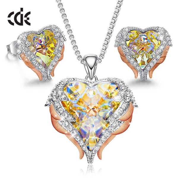 CDE femmes collier boucles d'oreilles ensemble de bijoux agrémenté de cristaux