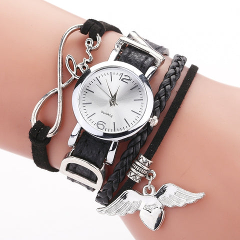 montres pour femmes de luxe argent coeur pendentif en cuir