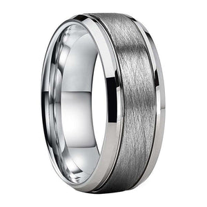 Hommes femmes bague en carbure de tungstène bague de mariage avec une finition de brosse spéciale rainure biseau 8 MM boîte de bague disponible