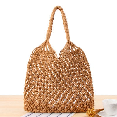 Round Straw Beach Bag Vintage Handmade Woven Shoulder Bag Raffia circle Rattan bags Bohemian Summer Vacation Casual Bags