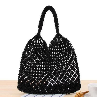 Round Straw Beach Bag Vintage Handmade Woven Shoulder Bag Raffia circle Rattan bags Bohemian Summer Vacation Casual Bags