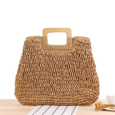 Round Straw Beach Bag Vintage Handmade Woven Shoulder Bag Raffia circle Rattan bags Bohemian Summer Vacation Casual Bags