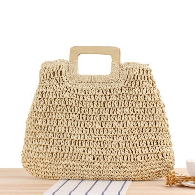 Round Straw Beach Bag Vintage Handmade Woven Shoulder Bag Raffia circle Rattan bags Bohemian Summer Vacation Casual Bags