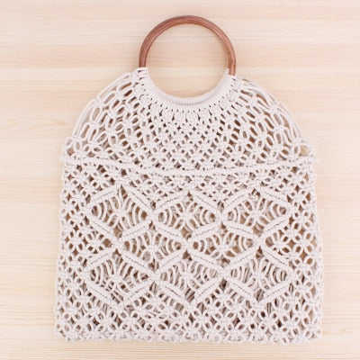 Round Straw Beach Bag Vintage Handmade Woven Shoulder Bag Raffia circle Rattan bags Bohemian Summer Vacation Casual Bags