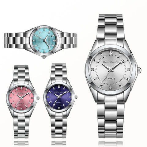 luxe strass en acier inoxydable montres à Quartz dames montre d'affaires