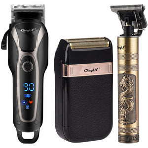Professional Barber Hair Clipper Rechargeable Electric T-Outliner Finish Cutting Machine Beard Trimmer Shaver Cordless Corded