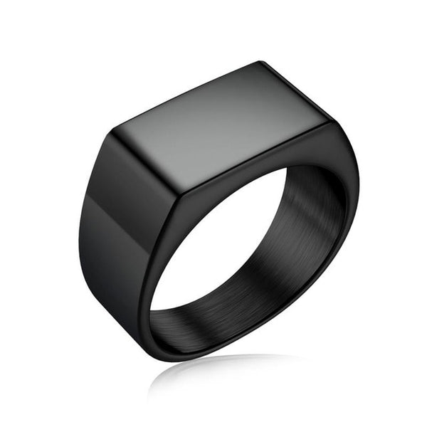 hommes bague en acier inoxydable Style Simple noir or argent