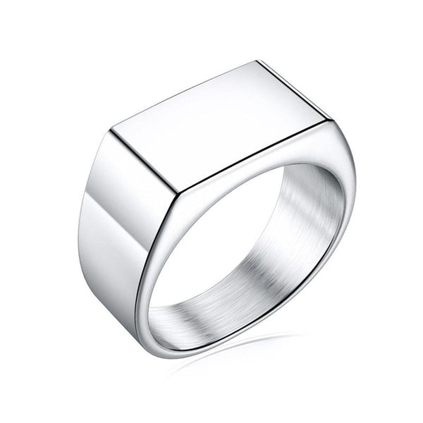 hommes bague en acier inoxydable Style Simple noir or argent