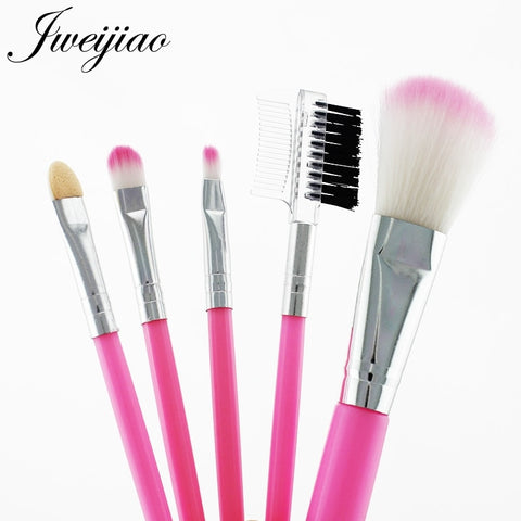 JWEIJIAO 5 pcs Full Professional Women's Makeup Brushes Sets Powder Eyeshadow Eyelash Cheek Pink Color Brushes Set Cosmetic Tool