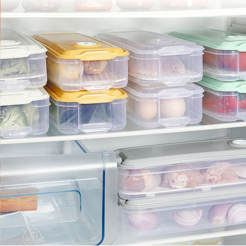 Refrigerator Fresh Storage Box Plastic Transparent Fruit And Vegetable Can Sealed With Lid Can Drain Container Kitchen Supplies