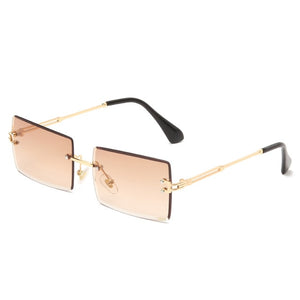 Fashion Square Rimless Sunglasses New Women Small Sun glasses Shades Luxury Brand Metal Sunglass UV400 Eyewear