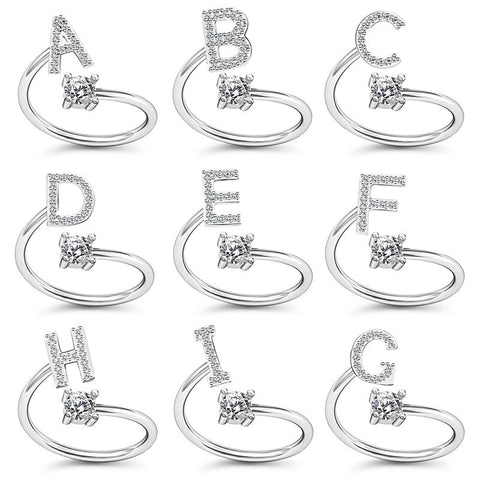 Bague lettres A-Z pour femme