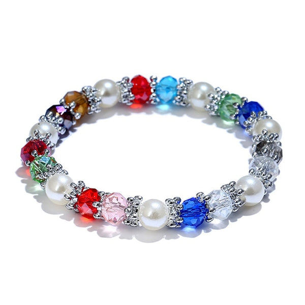 Fashion Shiny Colorful Bangle Rhinestone Faux Pearl Charm Bracelets for Women Wedding Jewelry Birthday Gift Drop Shipping