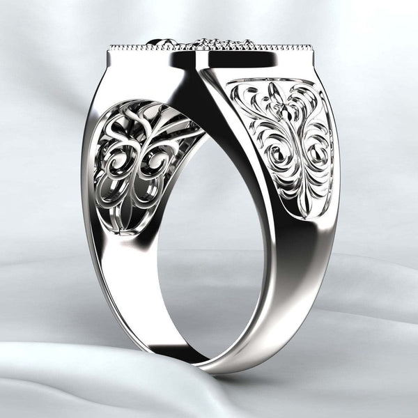 925 argent Vintage en relief bague pour hommes