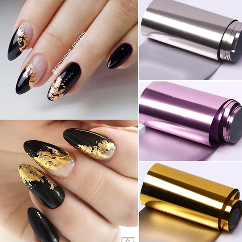 1 Roll Pink Gold Sliver Nail Foils Sparkly Sky Glitter Nail Art Transfer Stickers Slider Paper Nail Art Manicures Decoration New