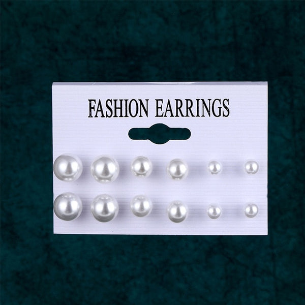 EN 12 paires fleur femmes boucles d'oreilles ensemble perle cristal boucles d'oreilles