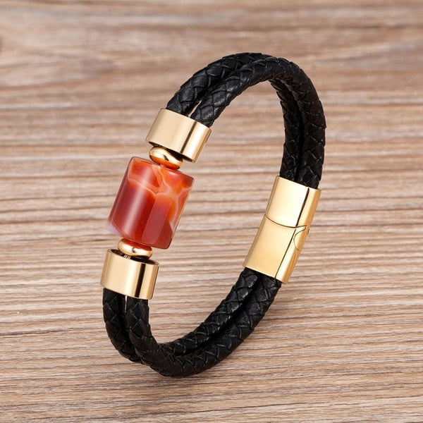 Bracelet en pierre ronde naturelle pour hommes