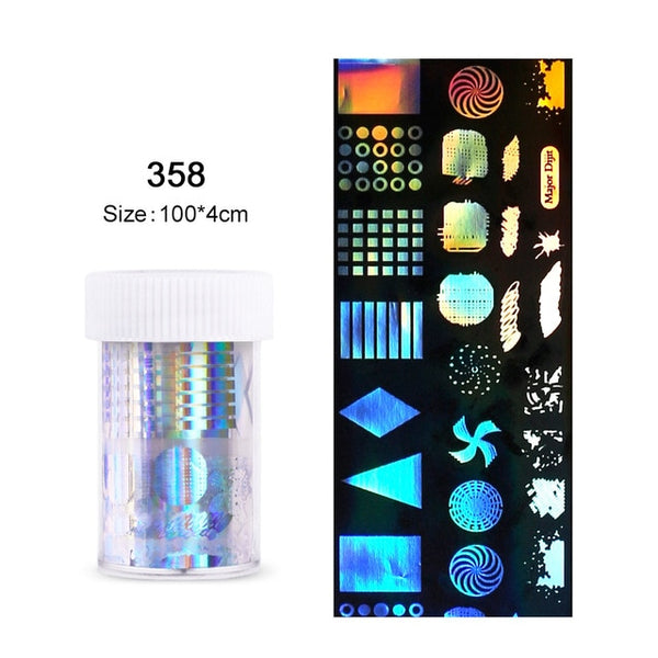 4*100cm/Roll Holographic Nail Foil Flame Dandelion Panda Bamboo Holo Nail Art Transfer Sticker Water Slide Nail Art Decals