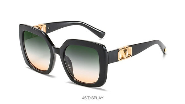 WERGASUN Oversize Square Sunglasses Women Vintage Black Big Frame Sun Galsses Luxury Brand Black Shades Fashion gafas de sol