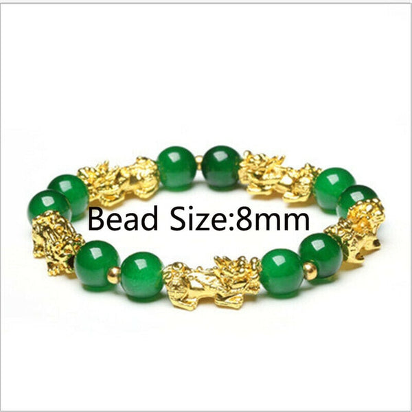 Feng Shui Black Beads Alloy Wealth Bracelet Unisex Wristband Gold Black Pixiu Wealth and Good Luck Women Men Bracelet