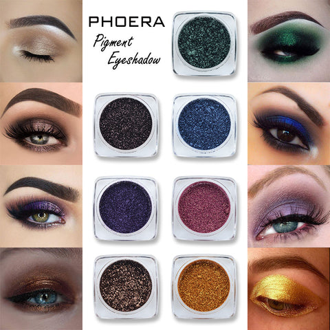 PHOERA 12Color Shimmer Monochrome Eyeshadow Professional Eye Part Makeup Metal Eyeshadow Shimmer Makeup Palette Makeup Set TSLM1