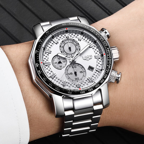 Relogio Masculino LIGE New Sport Chronograph Mens Watches Top Brand Luxury Full Steel Quartz Clock Waterproof Big Dial Watch Men