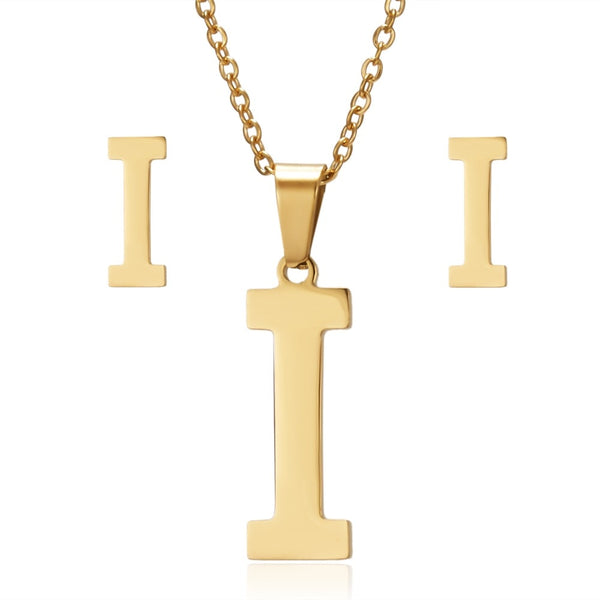 Ensemble de bijoux en acier inoxydable 26 lettres collier initial pour femmes Alphabet pendentifs colliers boucle d'oreille