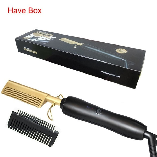 Hair Straightener Flat Irons Straightening Brush Hot Heating Comb Hair Straight Styler Corrugation Curling Iron Hair Curler Comb