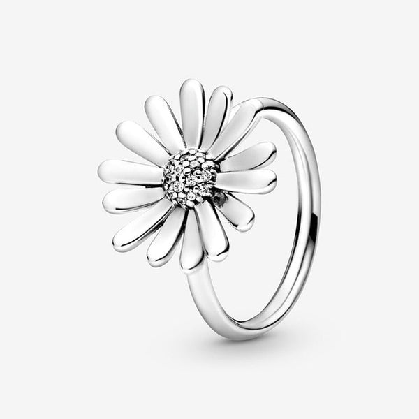 Bague en argent Sterling 925 à la mode fleur de marguerite mousseux coeur....